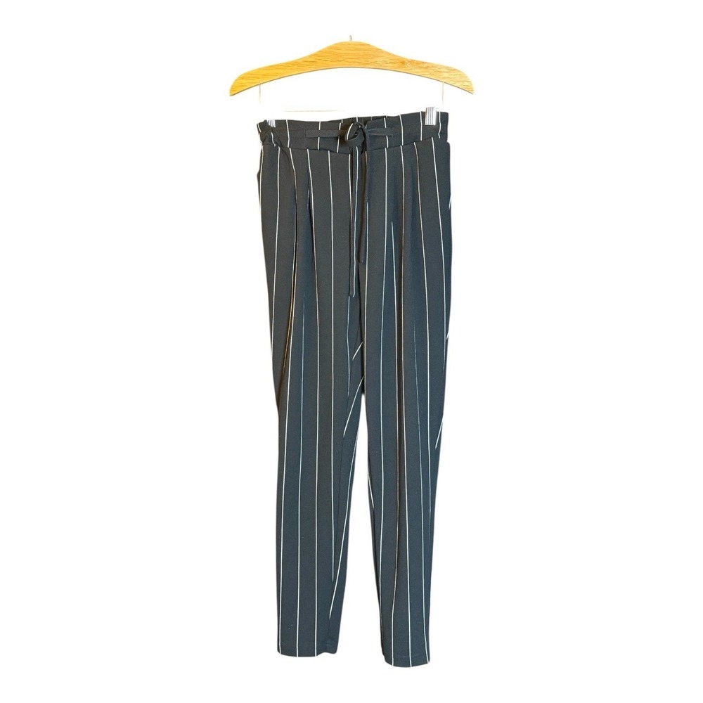 Streetwear Society‎ Striped Paper Bag Waist Pants High Rise Casual Career